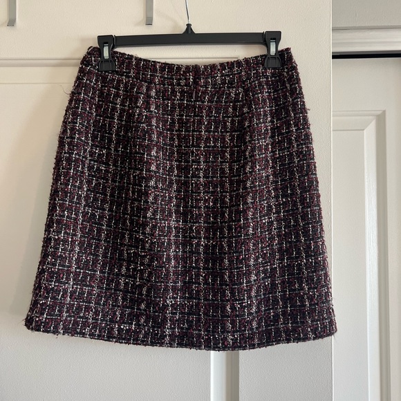 NWT-LOFT Sherri tweed shift skirt purple multi color-0P - Picture 5 of 7